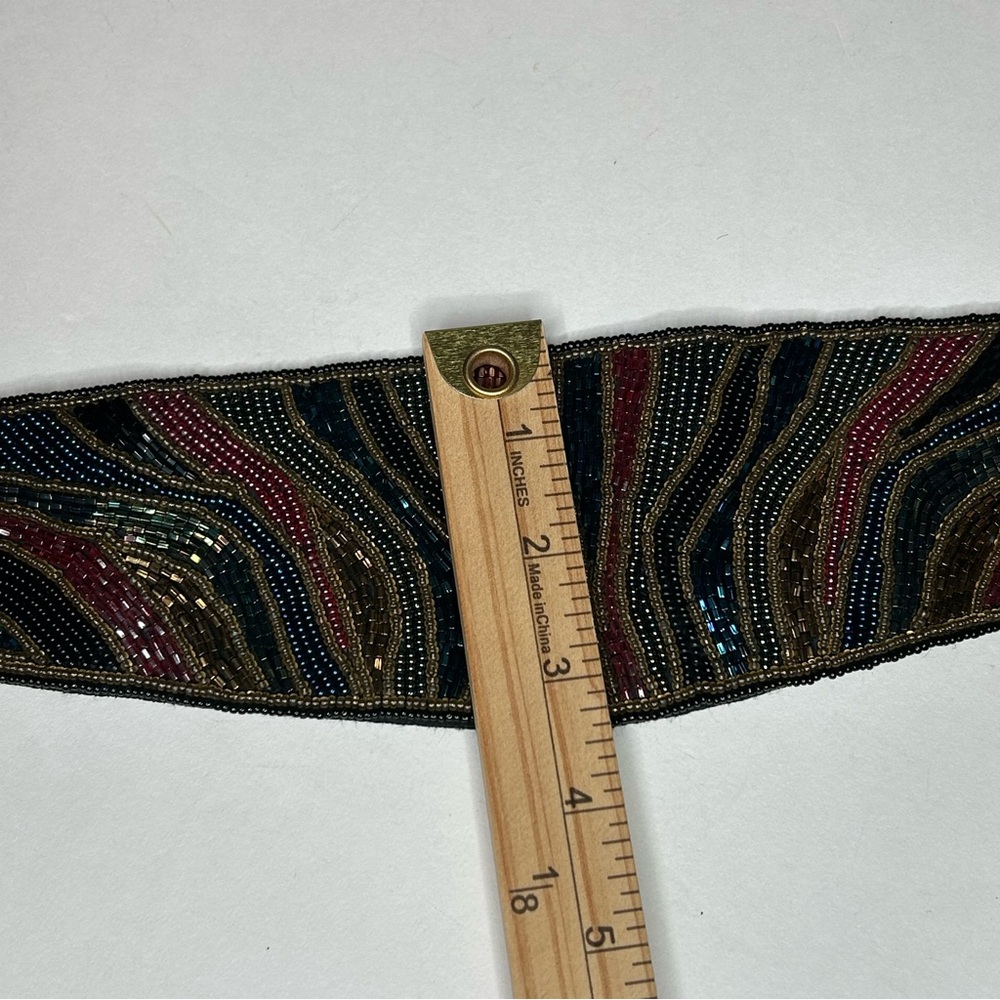 Vintage 80's Beaded Cumberbund Statement Belt Artsy Glamcore Fairy Witchy Goth - Picture 13 of 17
